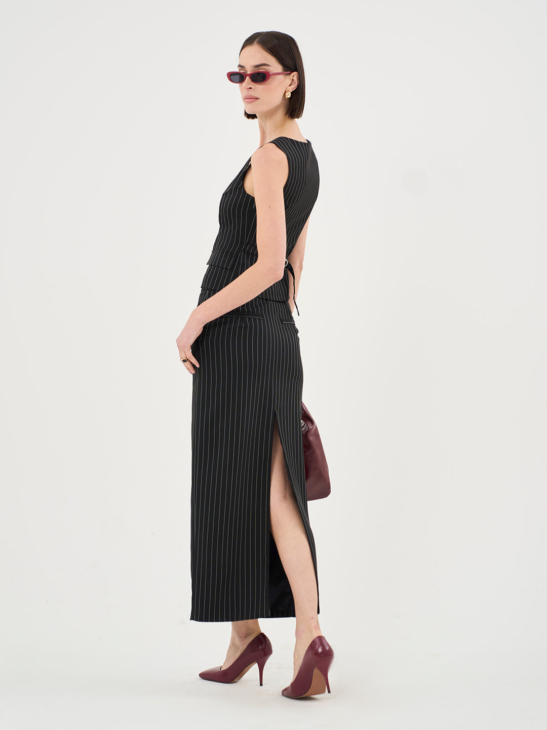 Alexia Pinstripe Tailored Midi Skirt