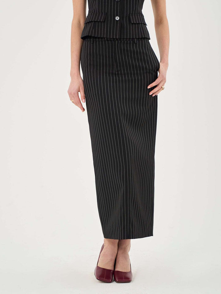 Alexia Pinstripe Tailored Midi Skirt