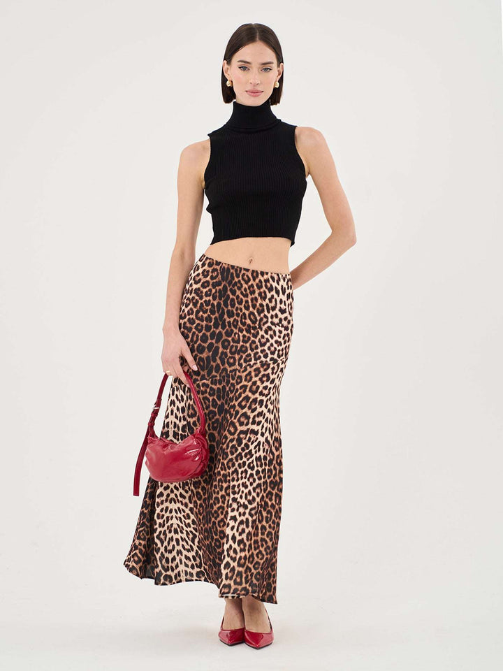 BIAS MIDI SKIRT LEOPARD