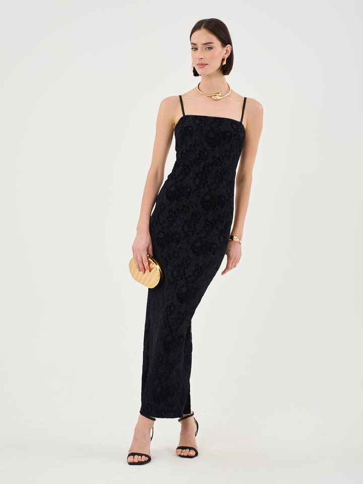 Hailey Lace Cami Maxi Dress in Black