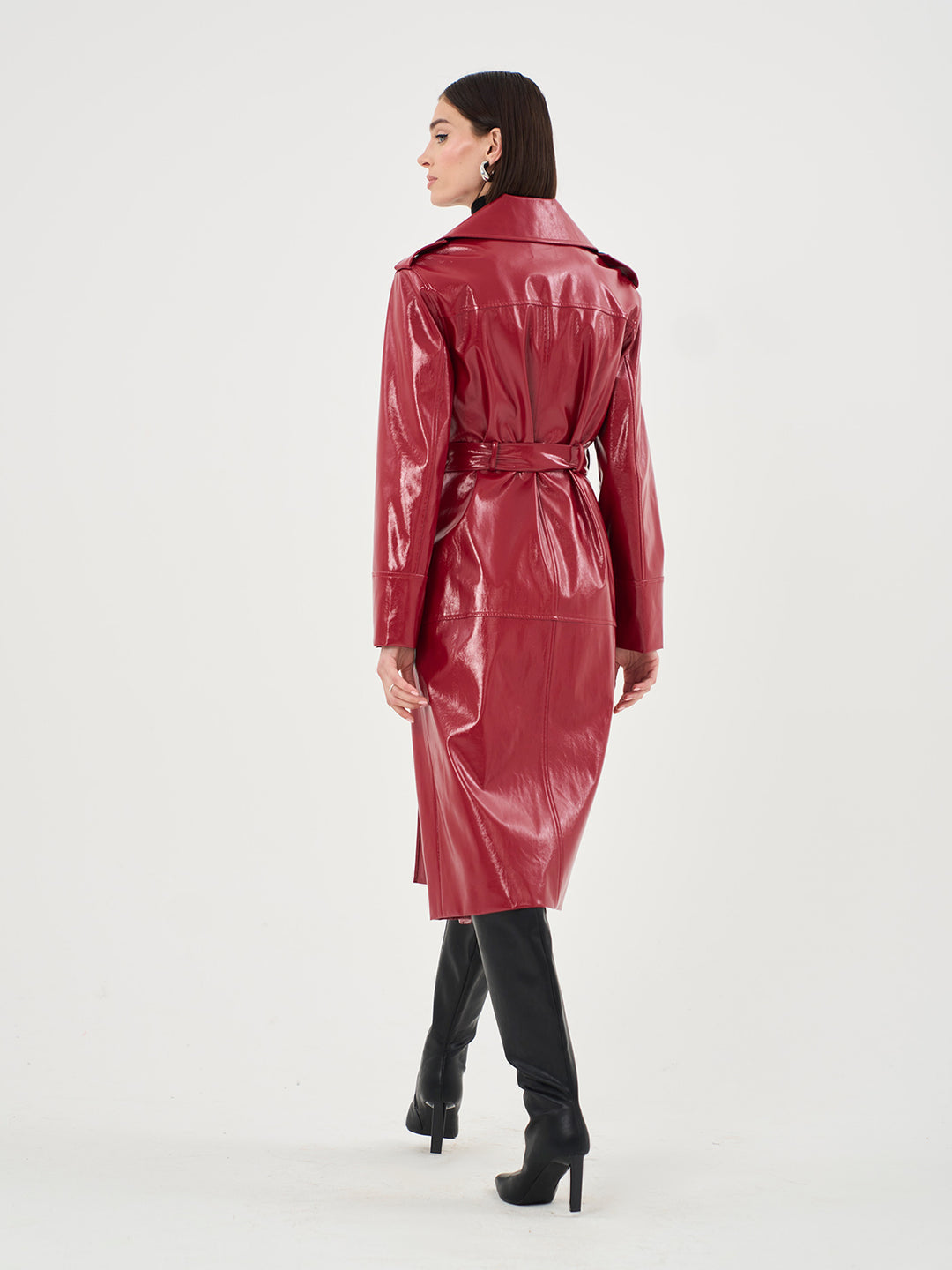 VINYL FAUX LEATHER TRENCH COAT