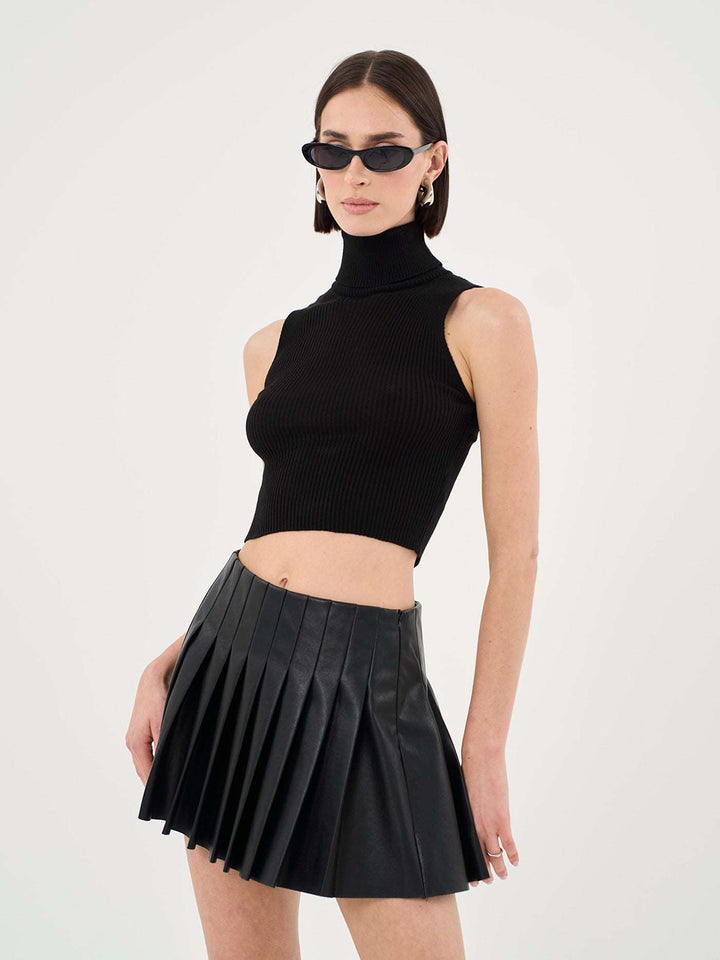 Eloise Faux Leather Pleated Skirt