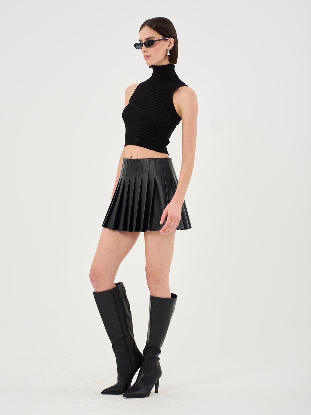 Eloise Faux Leather Pleated Skirt