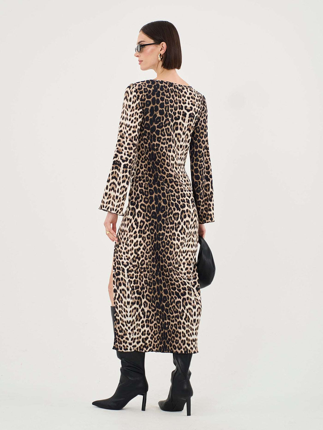 Plisse Maxi Dress In Leopard Print