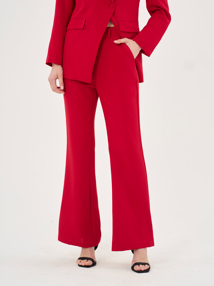 High Waist Tailored Pants In Red - Part Of A Set