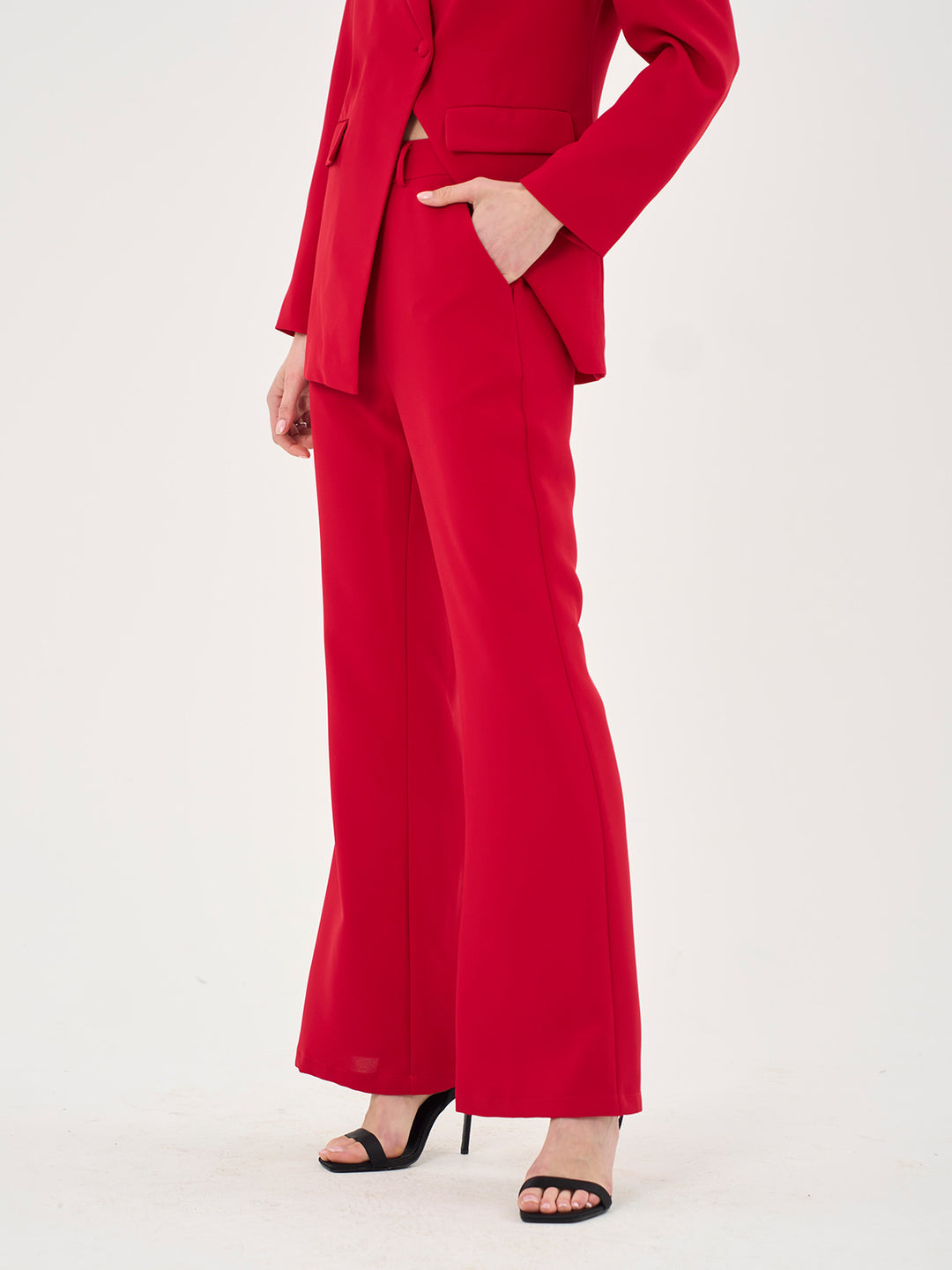 High Waist Tailored Pants In Red - Part Of A Set