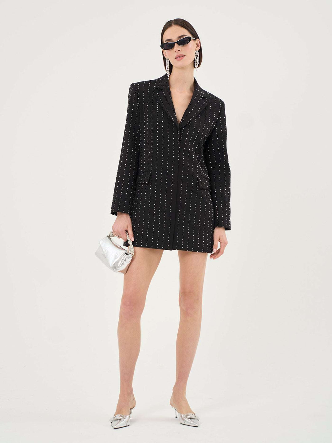 DIAMANTE PINSTRIPE OVERSIZED BLAZER DRESS