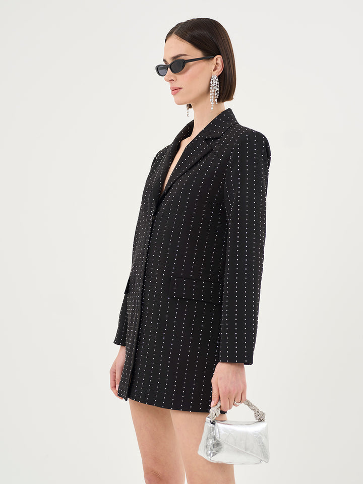 DIAMANTE PINSTRIPE OVERSIZED BLAZER DRESS