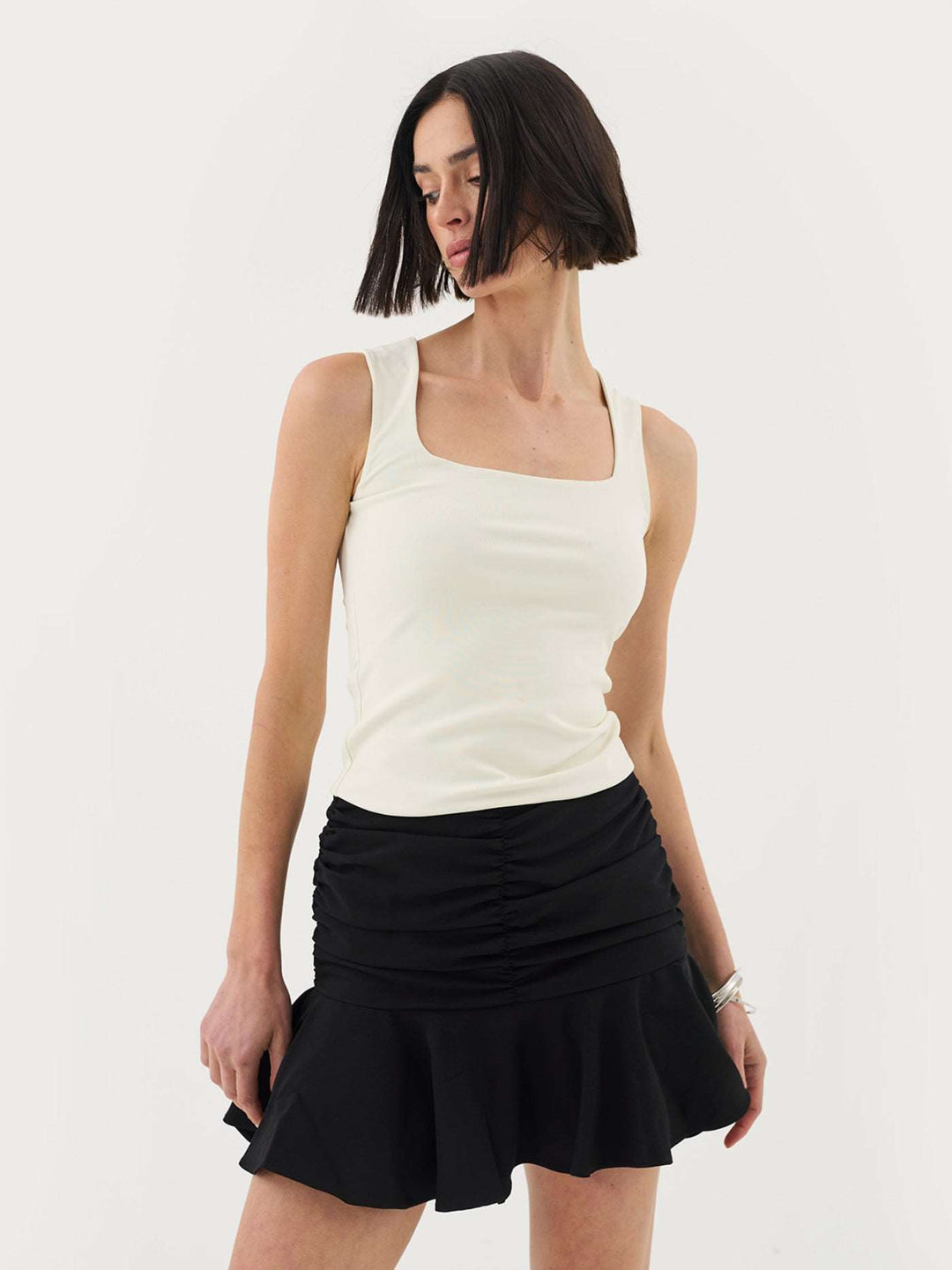 Polyamide Top With Wide Straps In Cream