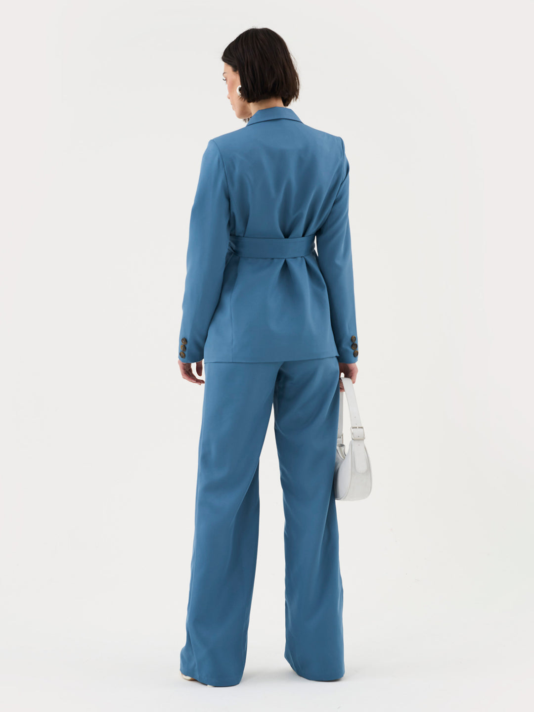 Tie Front Blazer In Blue Co-Ord