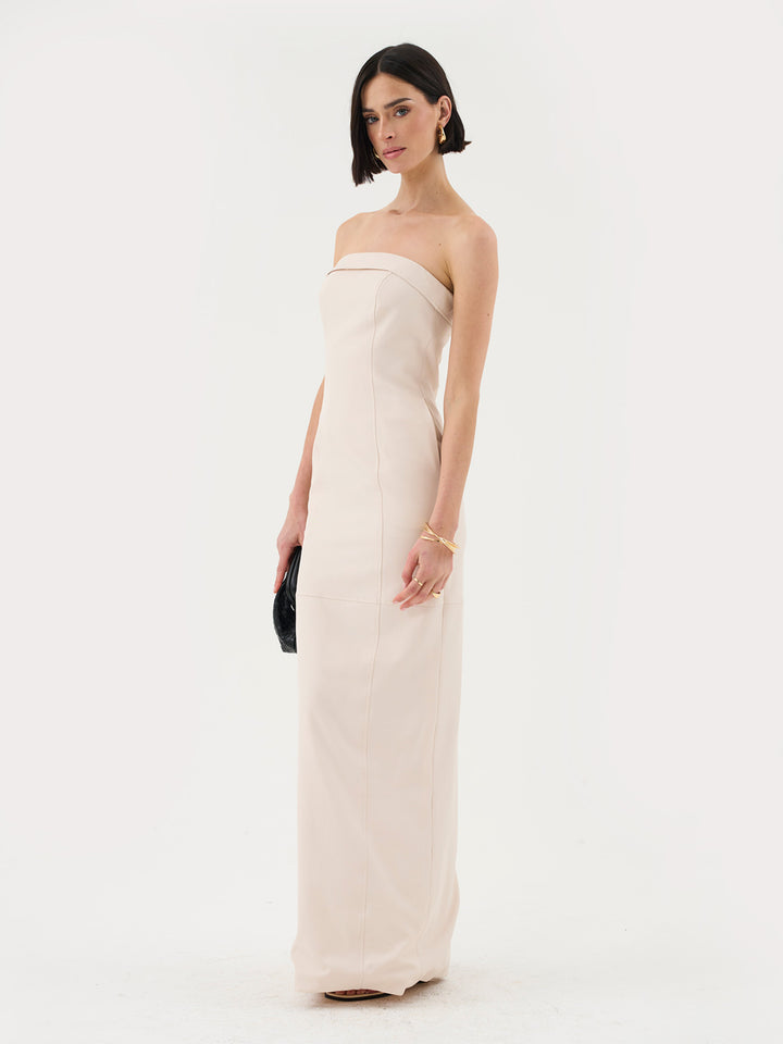 Tall Bandeau Maxi Dress in Stone