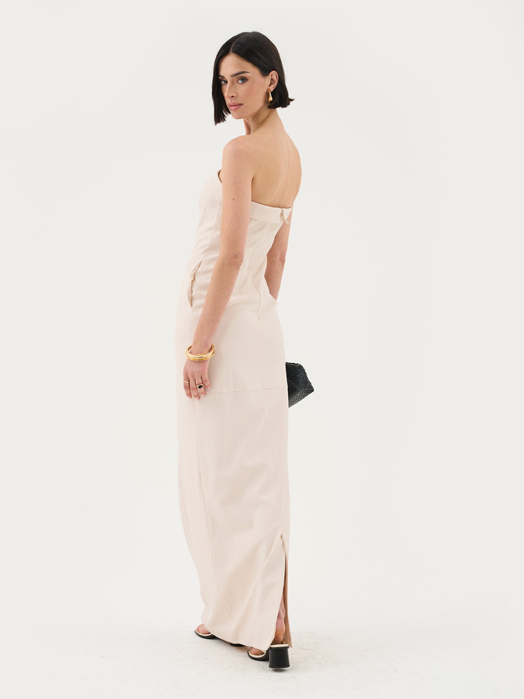 Tall Bandeau Maxi Dress in Stone