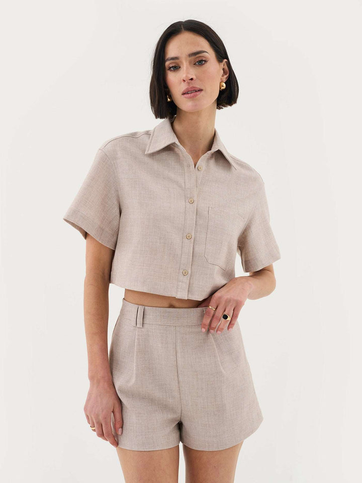 Tailored Shorts Co-Ord in Sand