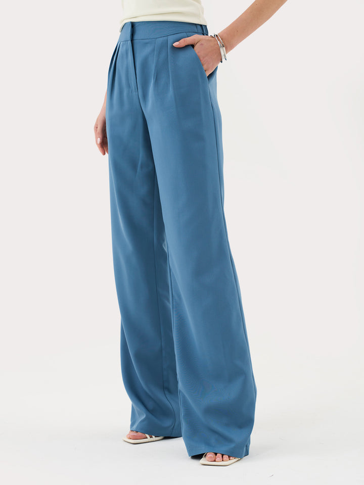 Tall Tailored Wide Leg Trousers in Blue Co-ord