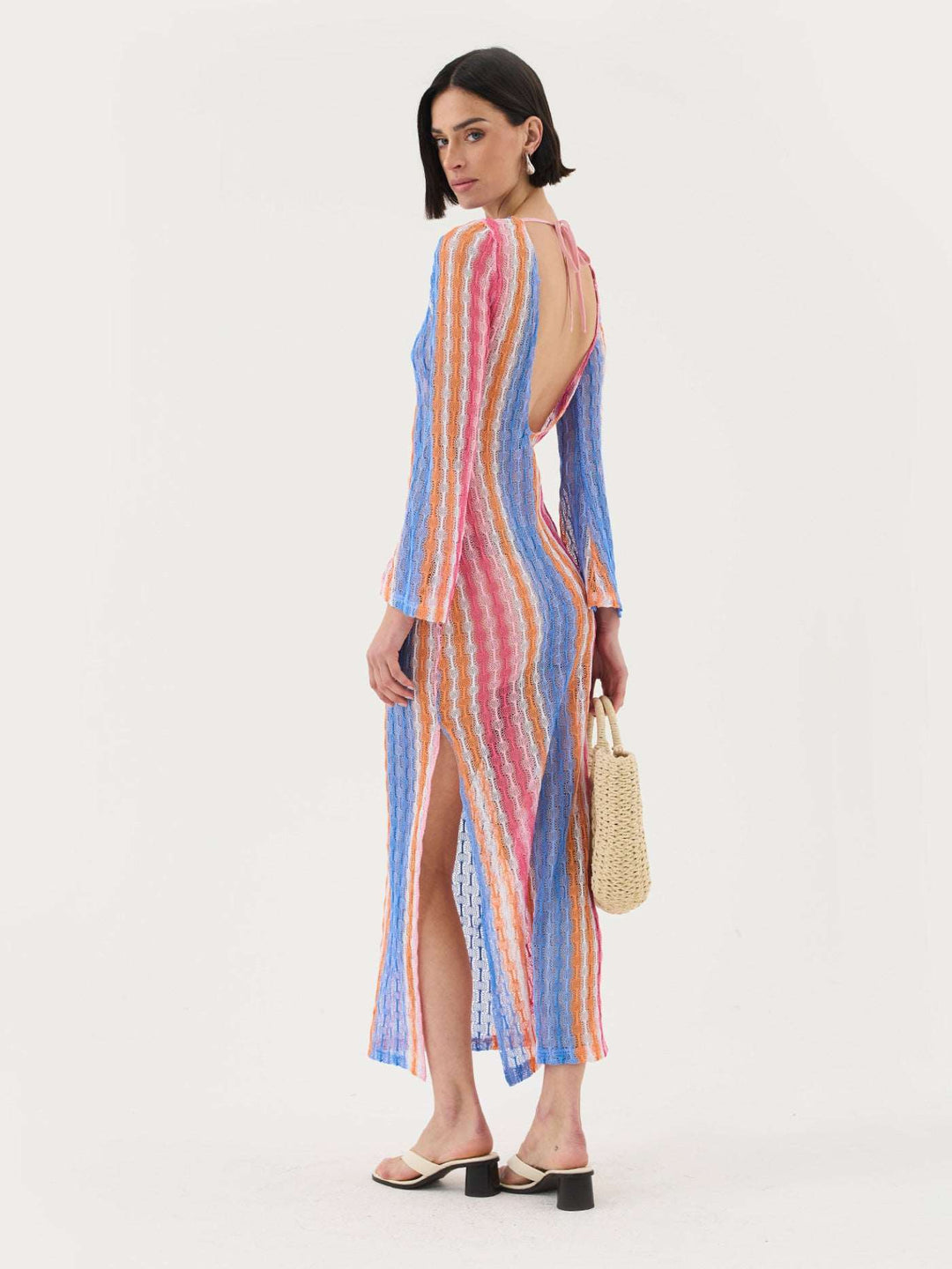 Crochet Maxi Dress In Multi Stripe