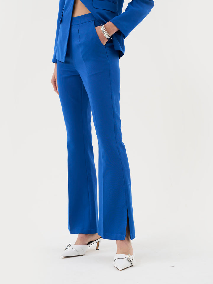 Split Hem Trousers In Cobalt Co-Ord