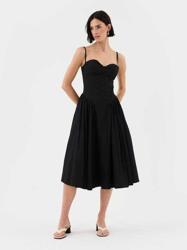 Sweetheart Neck Strappy Midi Corset Dress