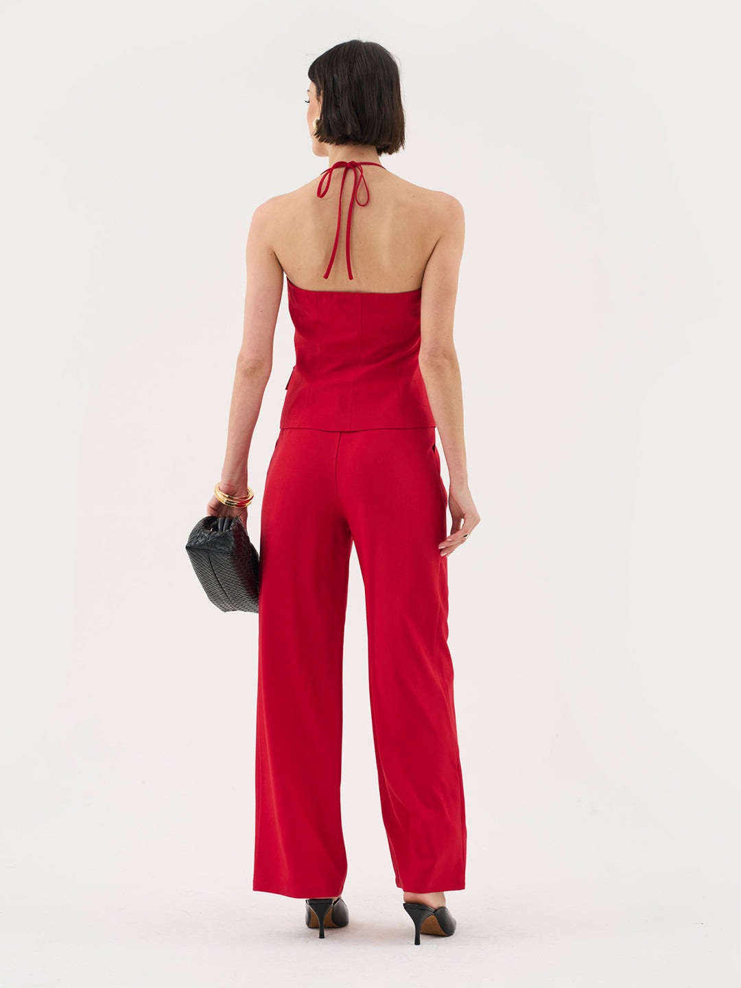 Wide Leg Co-ord Trousers In Red