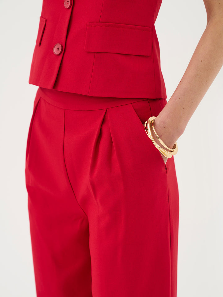 Wide Leg Co-ord Trousers In Red