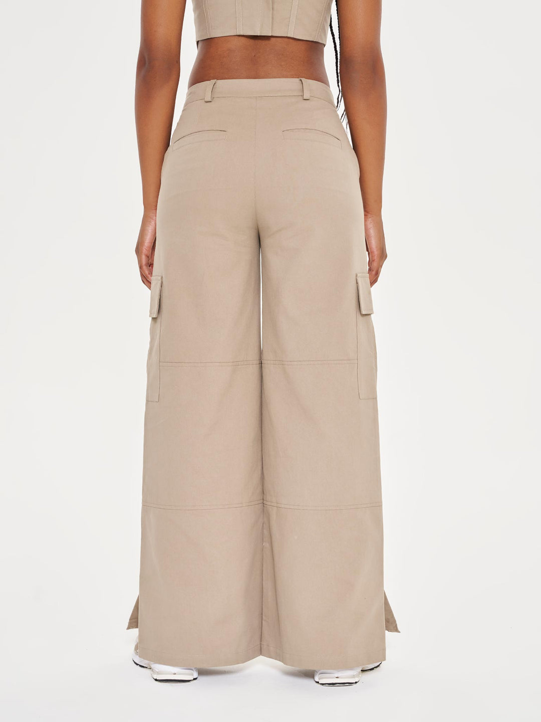 Cargo Pocket Panel Trouser Co-ord- Khaki